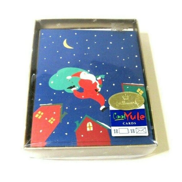 Hallmark Box of Christmas Cards Santa Jumping Roof - Picture 1 of 12